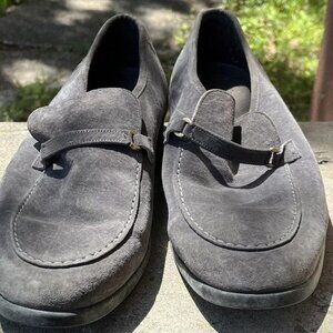 VTG  HUSH PUPPIES Slip On Penny Loafers Gray Suede Shoes Size 13M